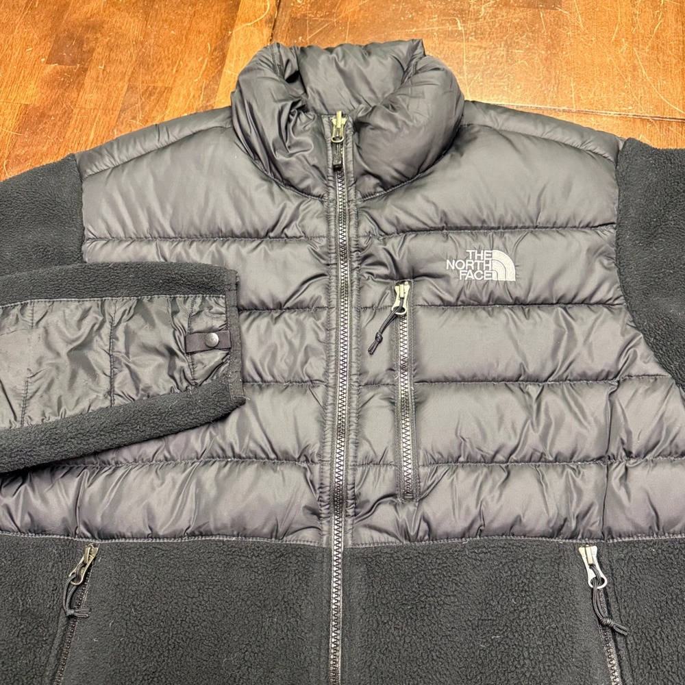 The North Face Denali Hybrid Puffer Jacket Mens M Black 550 Goose Down Fleece